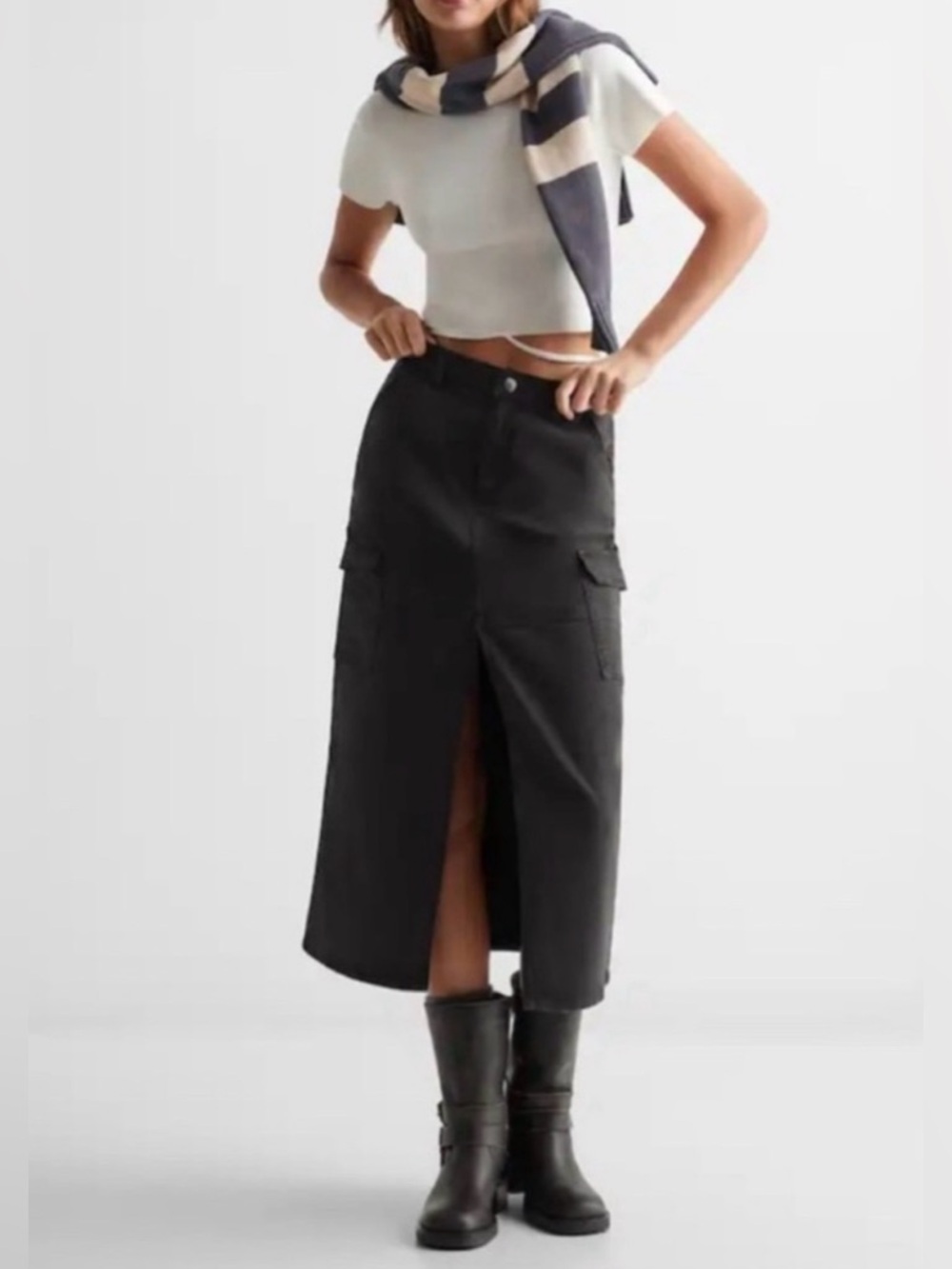 Sincerely Jules black cargo jean maxi skirt juniors size 9/28 NWT